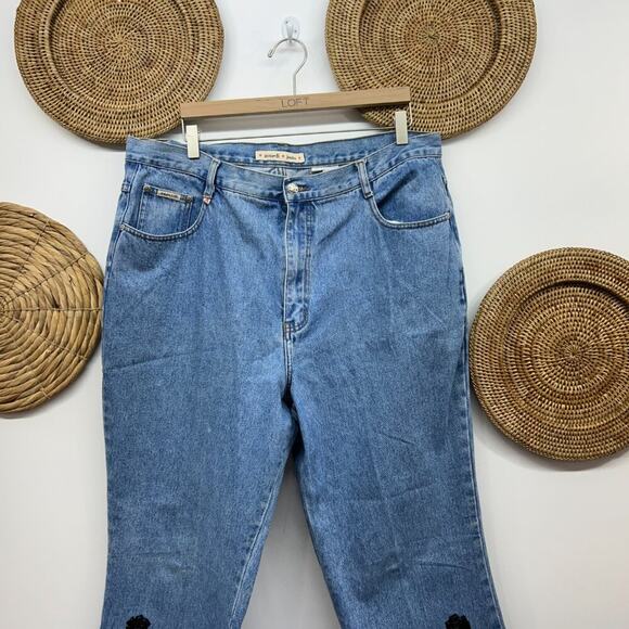 Vintage Y2K 2000s Zana Di Jeans Flower Embroidered Flare Jeans Plus Size 20 - Picture 3 of 6